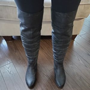 Faux suede thigh high boots